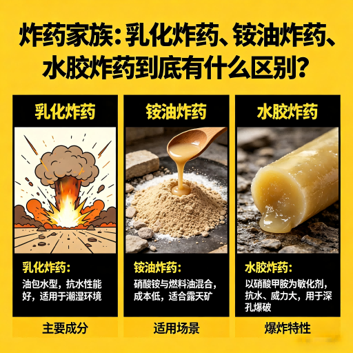 兴仁炸药家族：乳化炸药、铵油炸药、水胶炸药到底有什么区别？